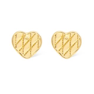 Coach Quilted Heart Stud Earrings In Gold-plated Brass - Gold Coach Quilted Heart Stud Earrings In Gold-plated Brass - Gold
