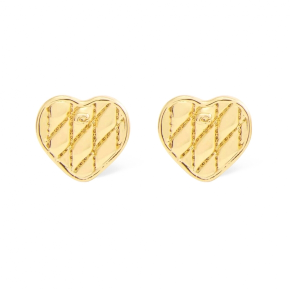 Coach Quilted Heart Stud Earrings In Gold-plated Brass - Gold Coach Quilted Heart Stud Earrings In Gold-plated Brass - Gold