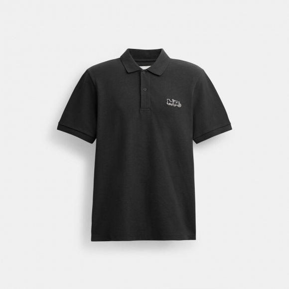 Coach Horse And Carriage Classic Polo In Organic Cotton - Black Coach Horse And Carriage Classic Polo In Organic Cotton - Black