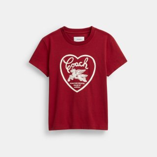 Coach 90s Heart T-shirt In Organic Cotton - Red Coach 90s Heart T-shirt In Organic Cotton - Red