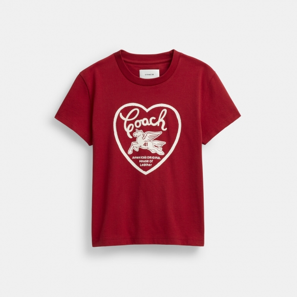 Coach 90s Heart T-shirt In Organic Cotton - Red