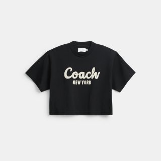 Coach Cursive Signature Cropped T-shirt - Black
