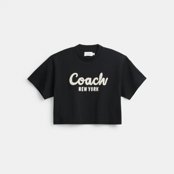 Coach Cursive Signature Cropped T-shirt - Black