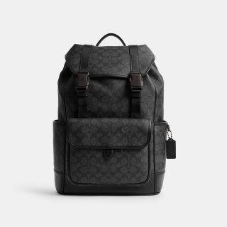 Coach League Flap Backpack In Signature Canvas 29 - GREY Coach League Flap Backpack In Signature Canvas 29 - GREY