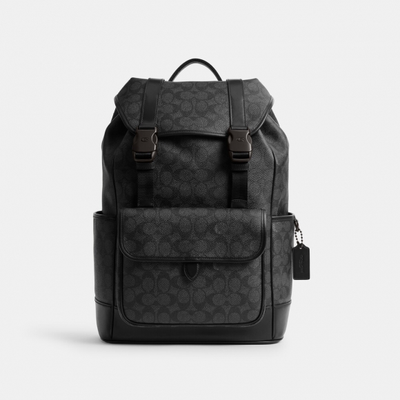 Coach League Flap Backpack In Signature Canvas 29 - GREY Coach League Flap Backpack In Signature Canvas 29 - GREY