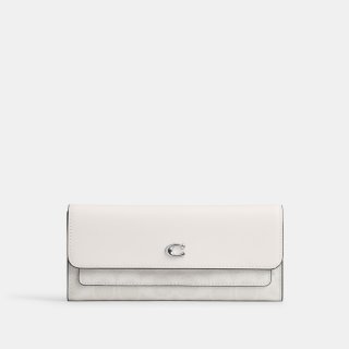 Coach Mila Long Flap Wallet In Signature Canvas - WHITE Coach Mila Long Flap Wallet In Signature Canvas - WHITE