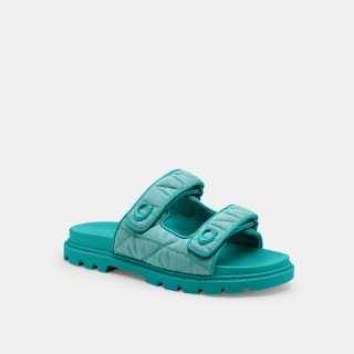 Coach Sculpted C Double Band Sandal With Quilting - Green Coach Sculpted C Double Band Sandal With Quilting - Green