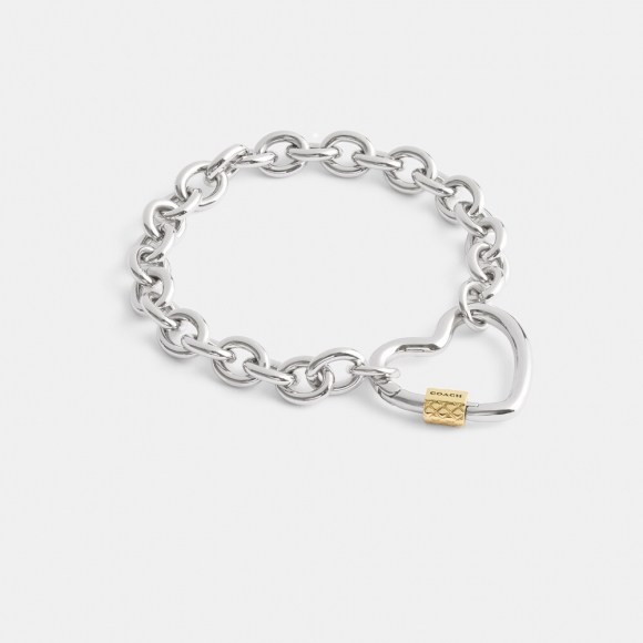 Coach Carabiner Heart Bracelet - Silver