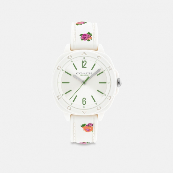 Coach Coach Kitt Chalk Resin Analog Watch With White Dial, 35.4mm - WHITE