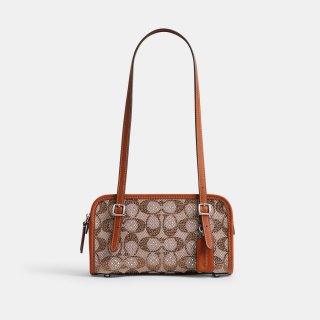 Coach Swing Zip Bag 20 In Crystal Signature Jacquard - Brown Coach Swing Zip Bag 20 In Crystal Signature Jacquard - Brown