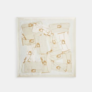 Coach tabby Bag Print Silk Square Scarf - CREAM Coach tabby Bag Print Silk Square Scarf - CREAM
