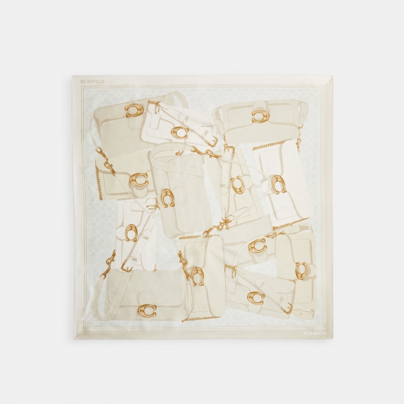 Coach tabby Bag Print Silk Square Scarf - CREAM