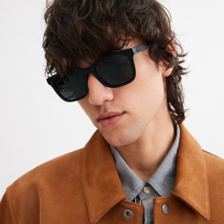 Coach C Hardware Textured Temple Square Sunglasses - Black Coach C Hardware Textured Temple Square Sunglasses - Black