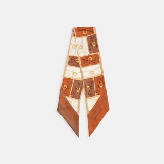Coach Tabby Bag Print Silk Wide Skinny Scarf - Brown