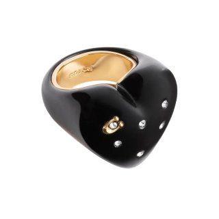 Coach Vintage Charms Signature Heart Cocktail Ring, Brass & Resin, Glass Crystal - Black Coach Vintage Charms Signature Heart Cocktail Ring, Brass & Resin, Glass Crystal - Black