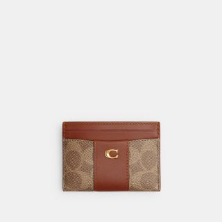 Coach Essential Card Case In Signature Canvas - Light/Pastel Brown Coach Essential Card Case In Signature Canvas - Light/Pastel Brown