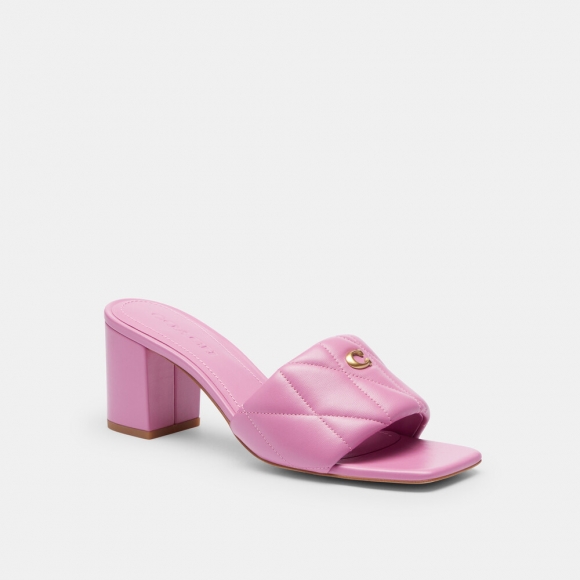 Coach Holly Block Heel Sandal With Quilting - Pink Coach Holly Block Heel Sandal With Quilting - Pink
