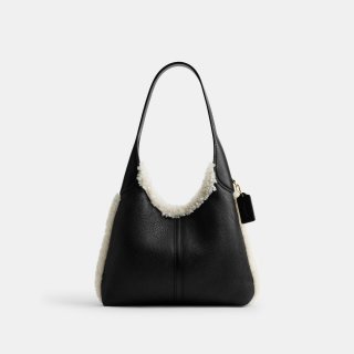 Coach Brooklyn Shoulder Bag 28 In Shearling - Black Coach Brooklyn Shoulder Bag 28 In Shearling - Black