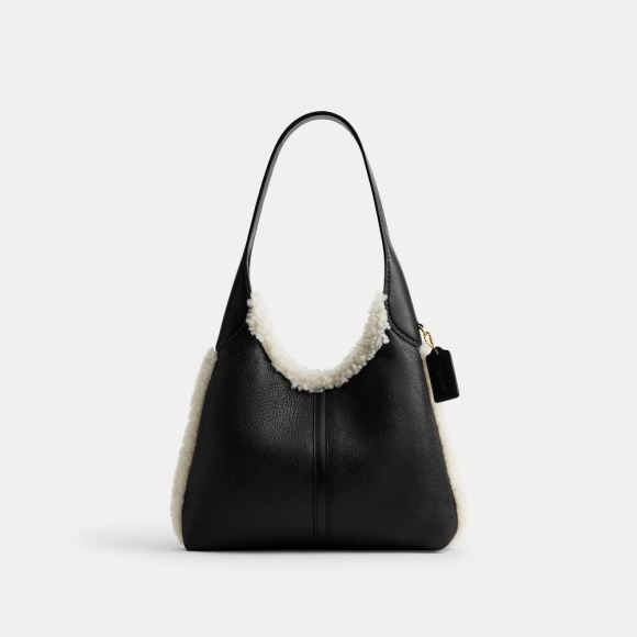 Coach Brooklyn Shoulder Bag 28 In Shearling - Black Coach Brooklyn Shoulder Bag 28 In Shearling - Black