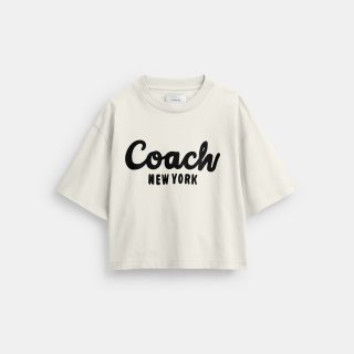 Coach Cursive Signature Cropped T-shirt - BEIGE