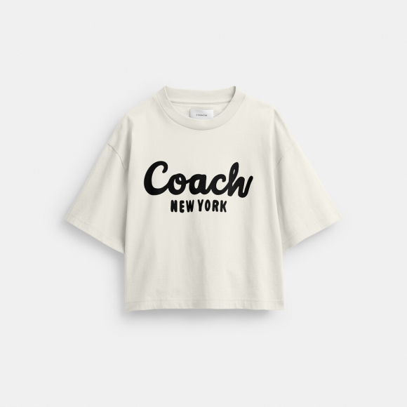 Coach Cursive Signature Cropped T-shirt - BEIGE Coach Cursive Signature Cropped T-shirt - BEIGE