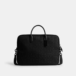 Coach Theo Work Bag In Signature Jacquard 27 - Black Coach Theo Work Bag In Signature Jacquard 27 - Black
