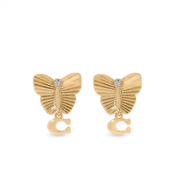 Coach Butterfly Signature Stud Earrings - Gold