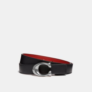 Coach C Hardware Reversible Belt, 25mm - Black Red Coach C Hardware Reversible Belt, 25mm - Black Red