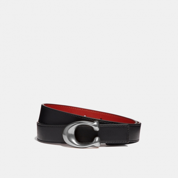 Coach C Hardware Reversible Belt, 25mm - Black Red Coach C Hardware Reversible Belt, 25mm - Black Red
