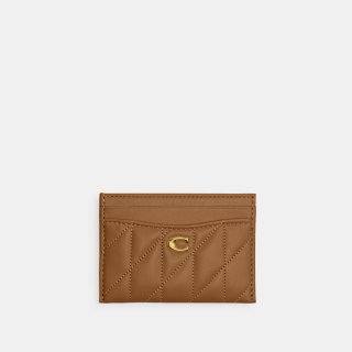Coach Essential Card Case With Pillow Quilting - MEDIUM BROWN