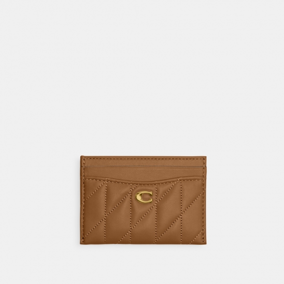 Coach Essential Card Case With Pillow Quilting - MEDIUM BROWN