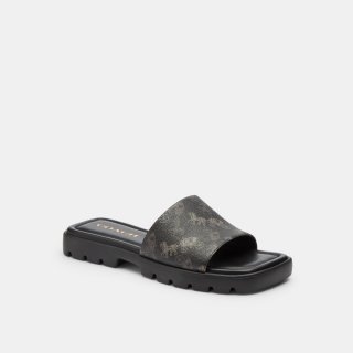 Coach Florence Sandal With Horse And Carriage Print - Black Coach Florence Sandal With Horse And Carriage Print - Black