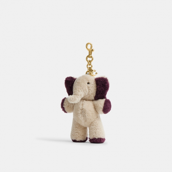 Coach Ellie Elephant Plushie Bag Charm In Shearling - Multi Colour