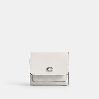Coach Mila Small Flap Wallet In Signature Canvas - WHITE