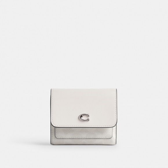 Coach Mila Small Flap Wallet In Signature Canvas - WHITE Coach Mila Small Flap Wallet In Signature Canvas - WHITE