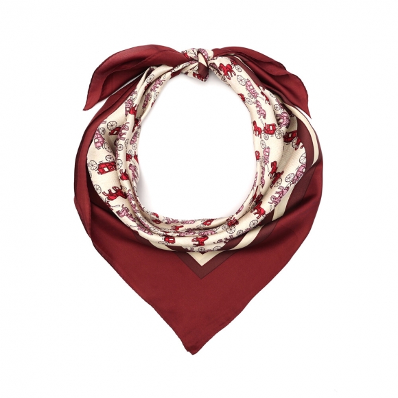 Coach Horse And Carriage Print Silk Square Scarf - Dark Red
