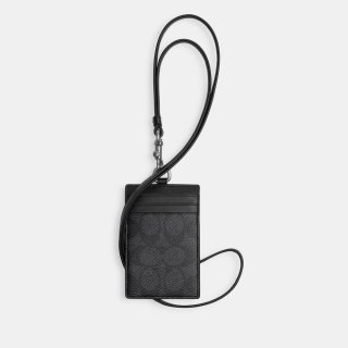 Coach Id Lanyard In Signature Canvas - Black Coach Id Lanyard In Signature Canvas - Black