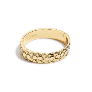 Coach Quilted Signature Hinged Bangle - Gold Coach Quilted Signature Hinged Bangle - Gold