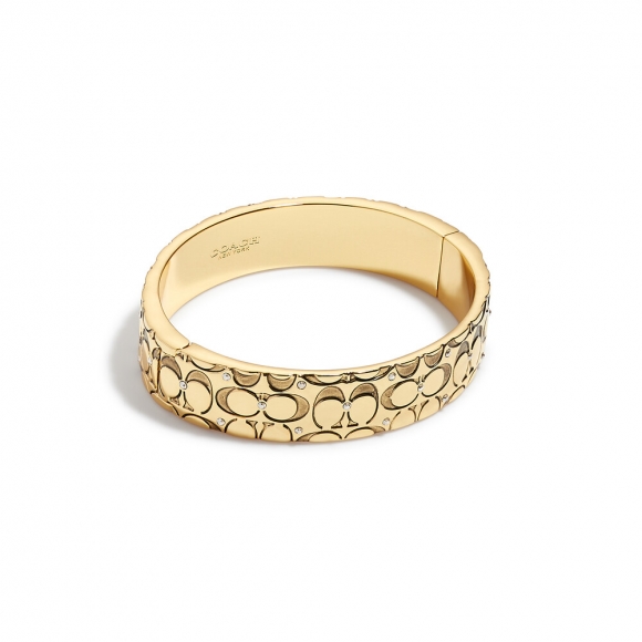 Coach Quilted Signature Hinged Bangle - Gold Coach Quilted Signature Hinged Bangle - Gold