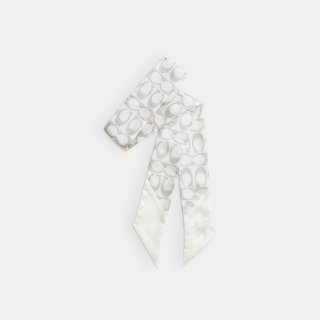 Coach Vintage Signature Print Silk Skinny Scarf - Open White Coach Vintage Signature Print Silk Skinny Scarf - Open White
