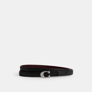 Coach Sculpted Signature Buckle Reversible Belt, 13mm - Dark Red Coach Sculpted Signature Buckle Reversible Belt, 13mm - Dark Red