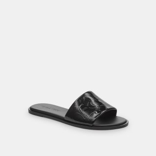 Coach Holly Sandal In Signature Leather - Black Coach Holly Sandal In Signature Leather - Black