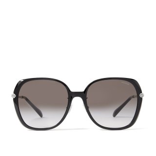 Coach Sculpted Tea Rose Round Sunglasses - Black Coach Sculpted Tea Rose Round Sunglasses - Black