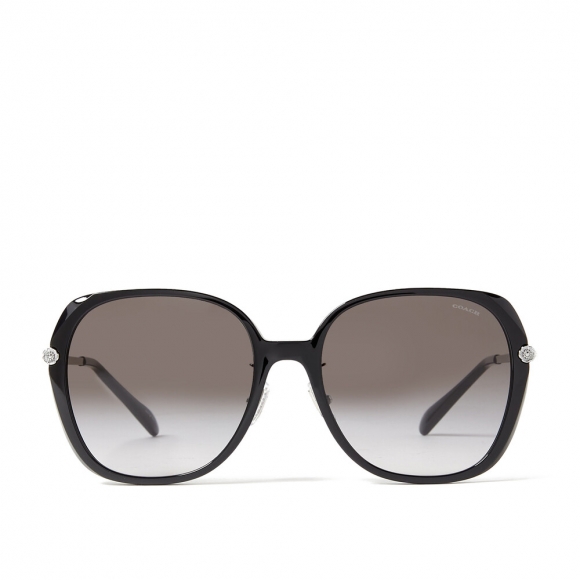 Coach Sculpted Tea Rose Round Sunglasses - Black