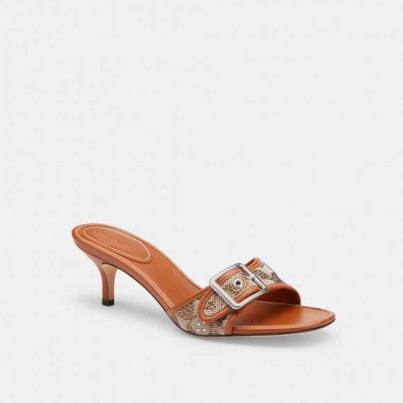 Coach Margot Sandal In Crystal Signature Jacquard - Brown Coach Margot Sandal In Crystal Signature Jacquard - Brown