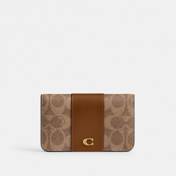 Coach Essential Slim Card Case In Signature Canvas - Brown II Coach Essential Slim Card Case In Signature Canvas - Brown II