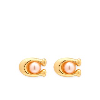 Coach Pearl Signature Stud Earrings - Pink