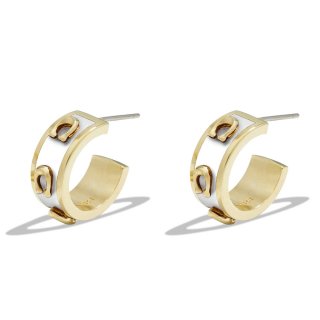 Coach Pegged Signature Huggie Earrings - WHITE Coach Pegged Signature Huggie Earrings - WHITE
