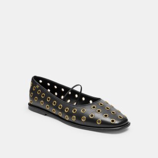 Coach Emilia Mary Jane With Grommets - Black Coach Emilia Mary Jane With Grommets - Black