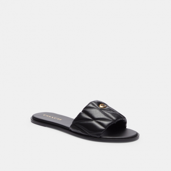 Coach Holly Sandal With Quilting - Black Coach Holly Sandal With Quilting - Black